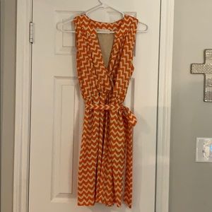 Orange & tan chevron dress
